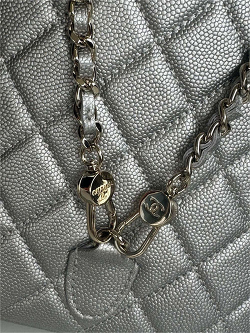 Chanel Mini Backpack Grained Calfskin Gold-Tone Metal AP3753 Silver A