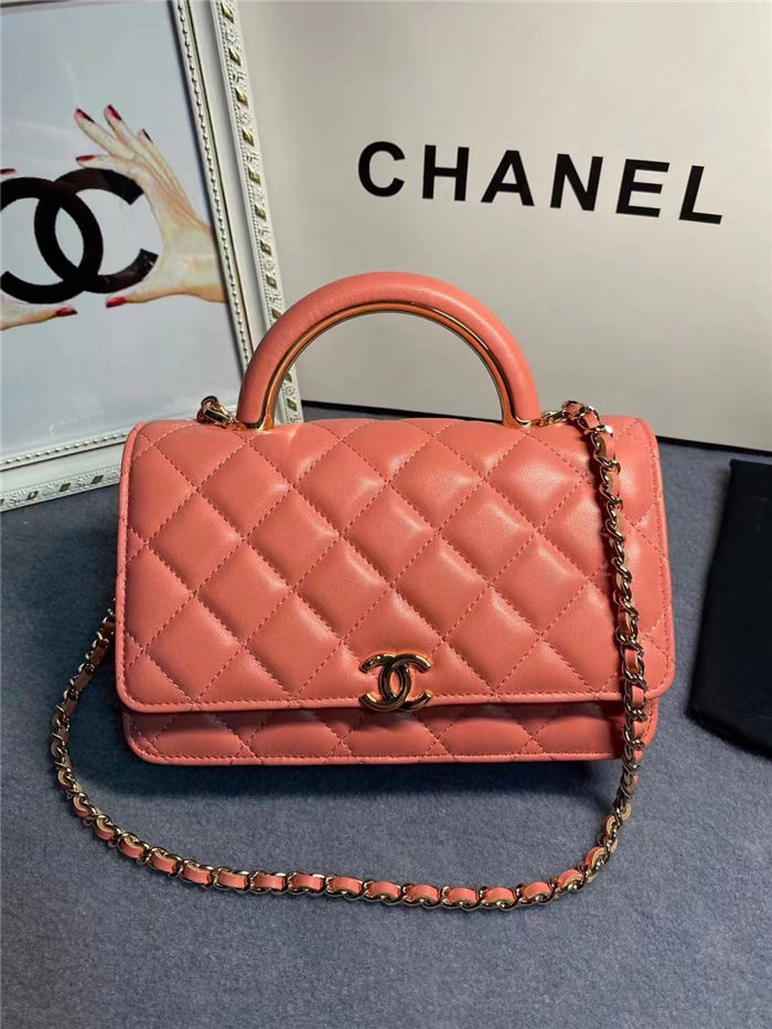 Chanel Wallet on Chain With Handle AP2844 Lambskin & Gold-Tone Metal Coral A