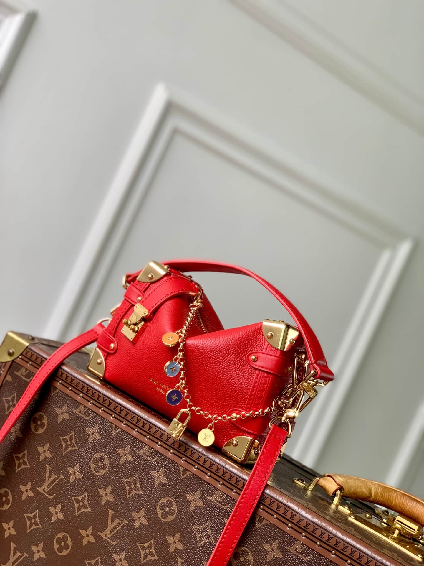 Louis Vuitton Side Trunk PM Sari Red Calf leather M28333 High