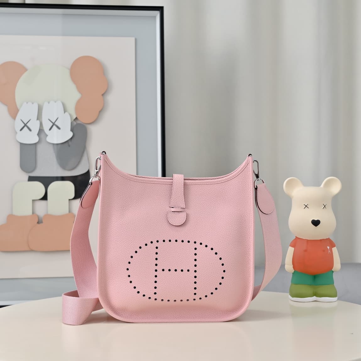 Hermes Evelyne III PM Bag Clemence Leather In Pink High