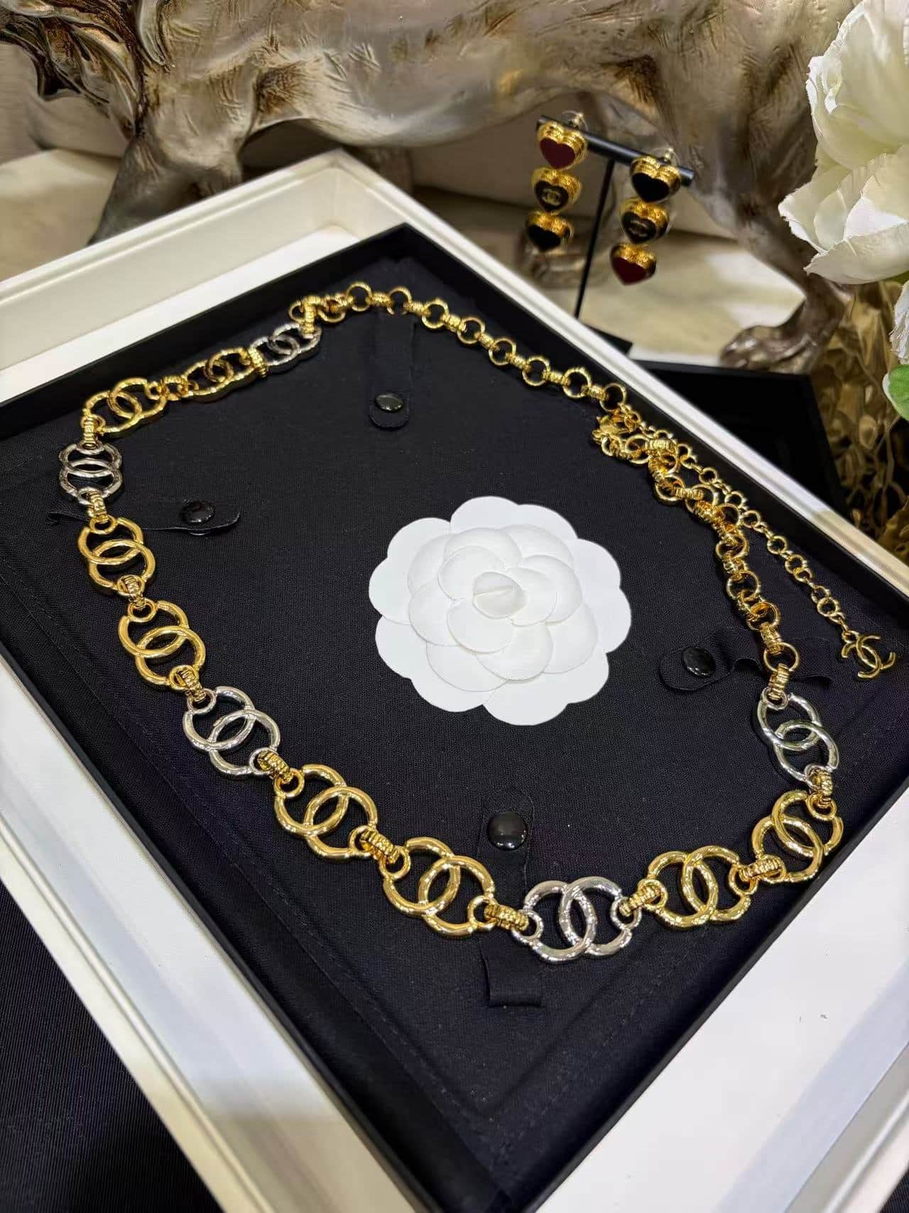 Chanel Chain Belt Gold & Silver Metal High
