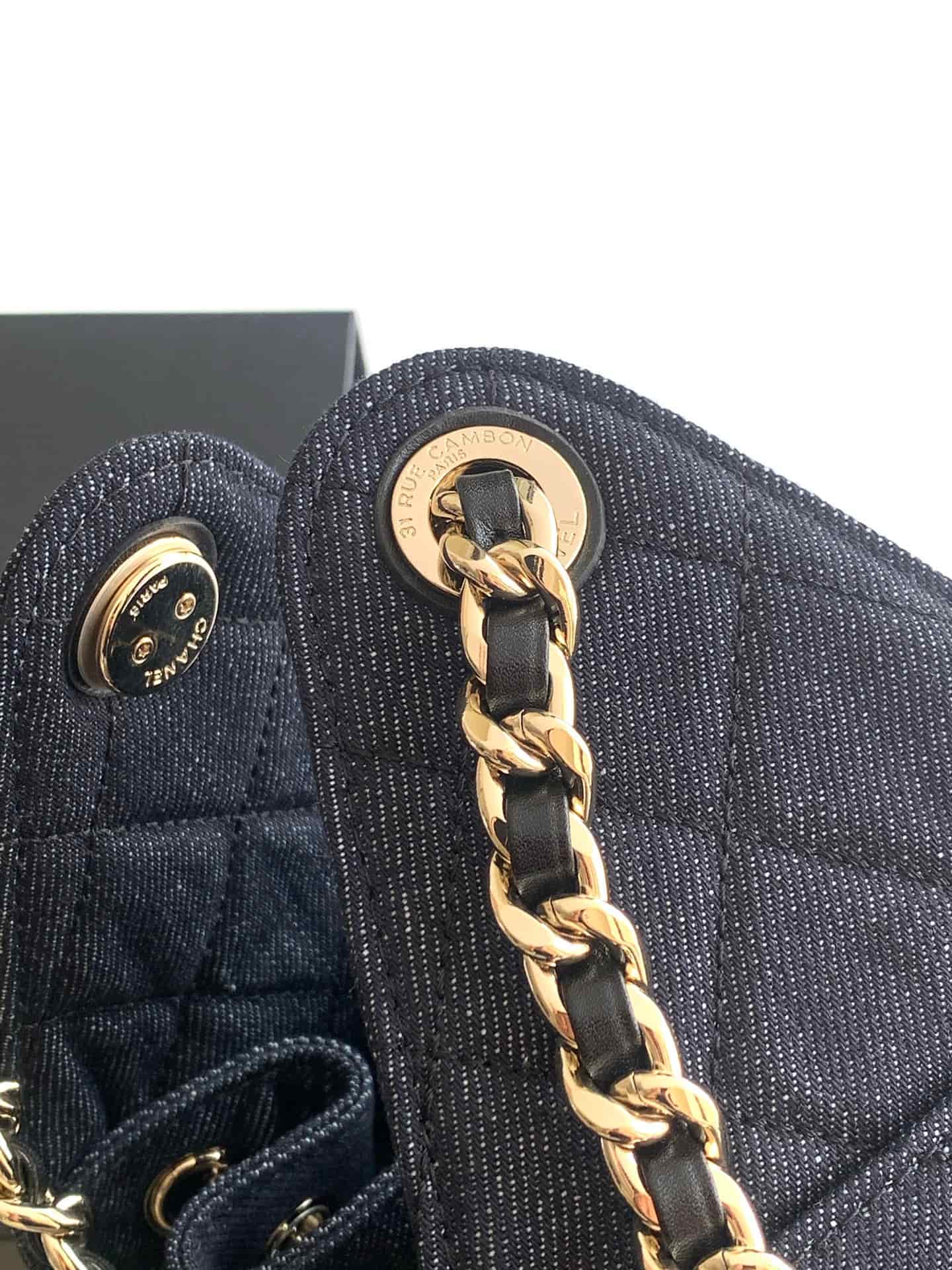 Chanel 25 Small Hobo handbag AS5293 Denim&Gold-tone metal Drak Blue A