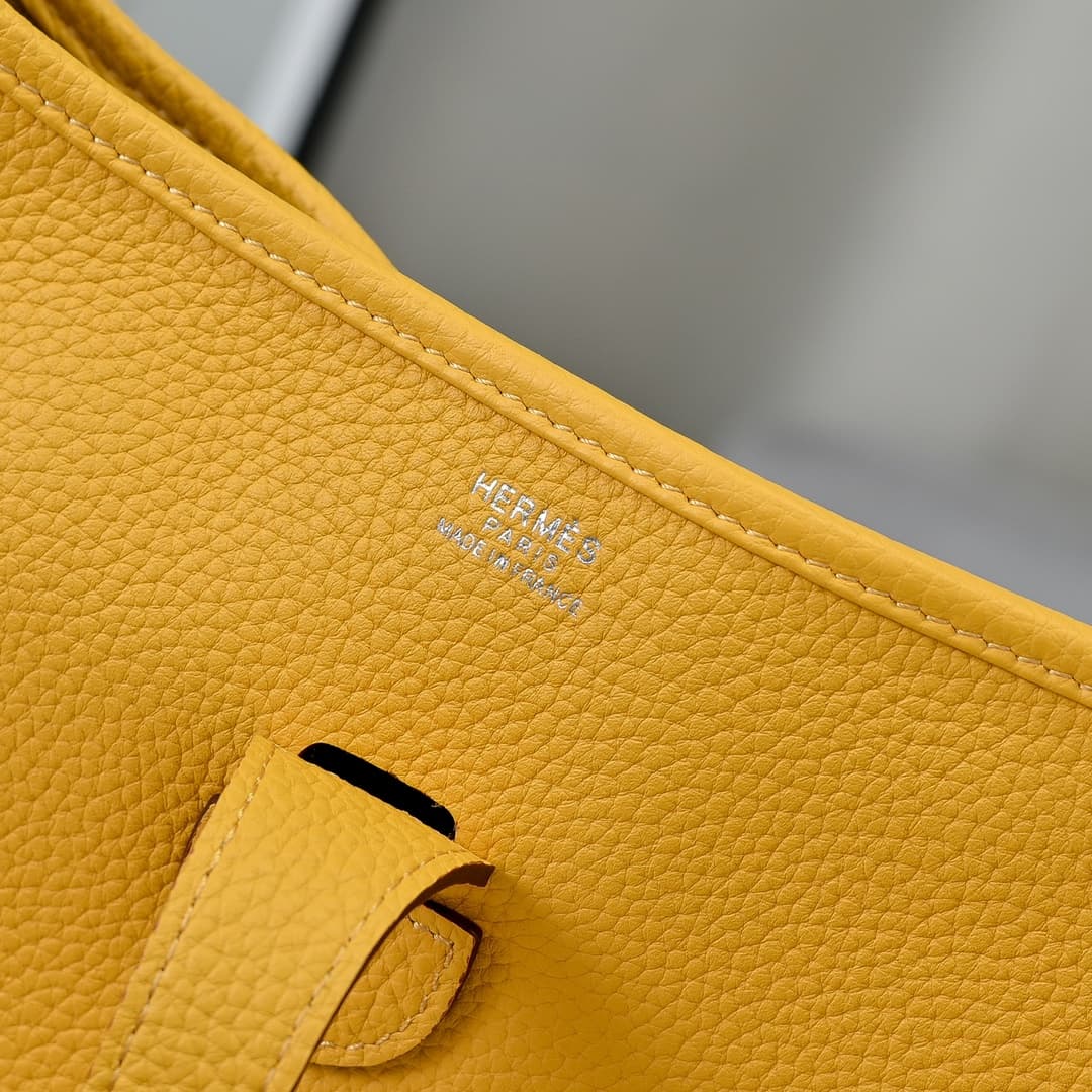 Hermes Evelyne III PM Bag Clemence Leather In Yellow High