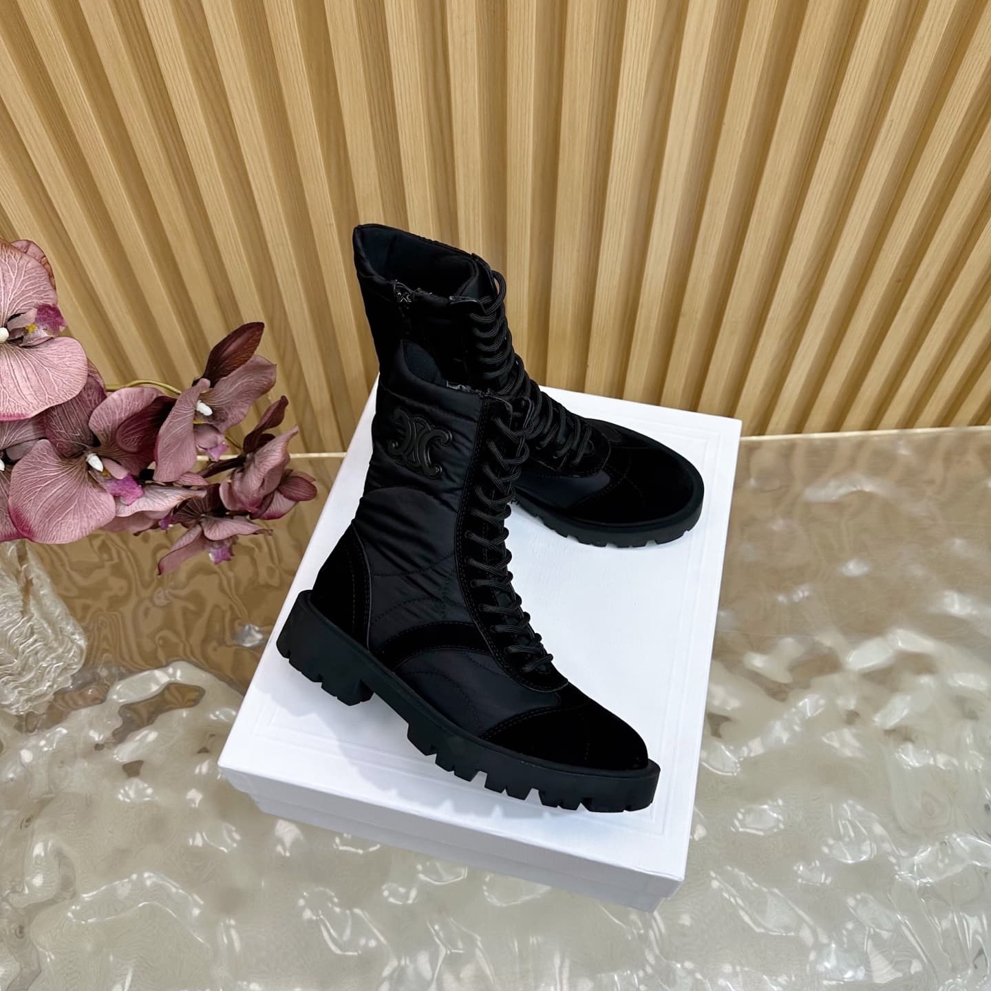 Celine MARGARET BOOT IN NYLON AND SUEDE CALFSKIN Shoes Women