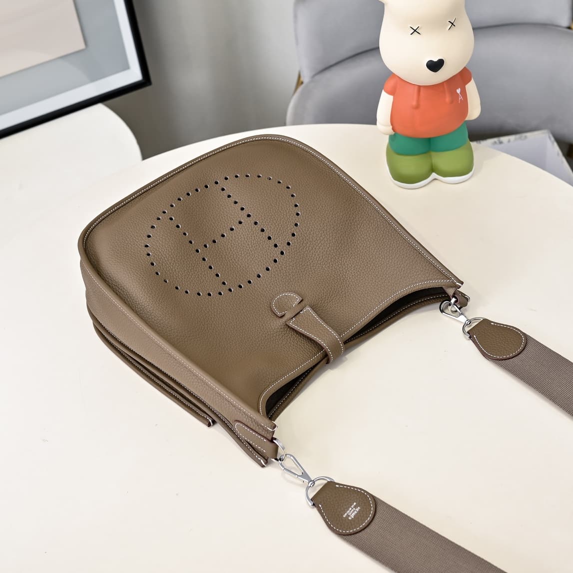 Hermes Evelyne III PM Bag Clemence Leather In Grey High