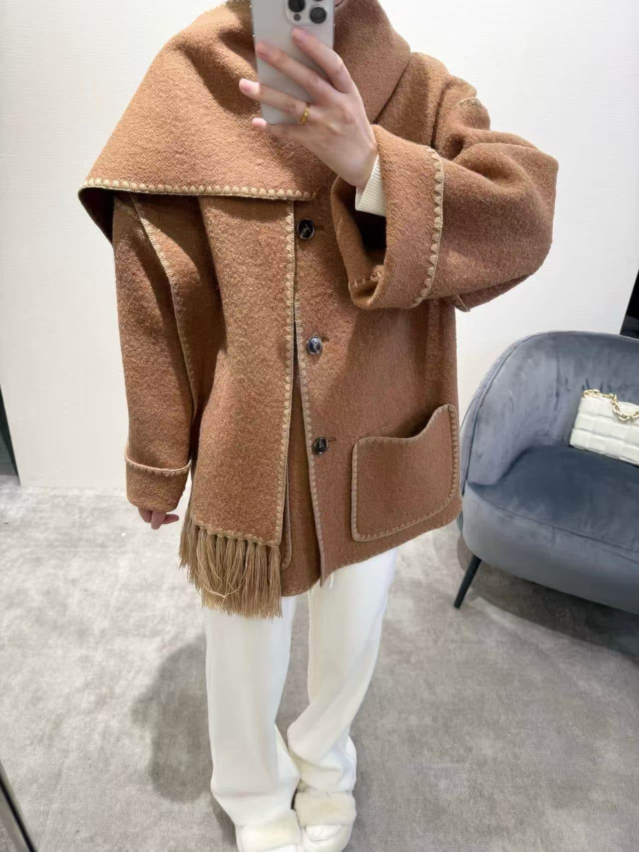 Toteme Embroidered wool scarf jacket