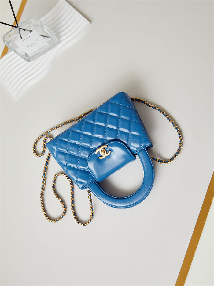 Chanel MINI SHOPPING BAG AS4416 Shiny Aged Calfskin & Gold-Tone Metal Blue-Royal A