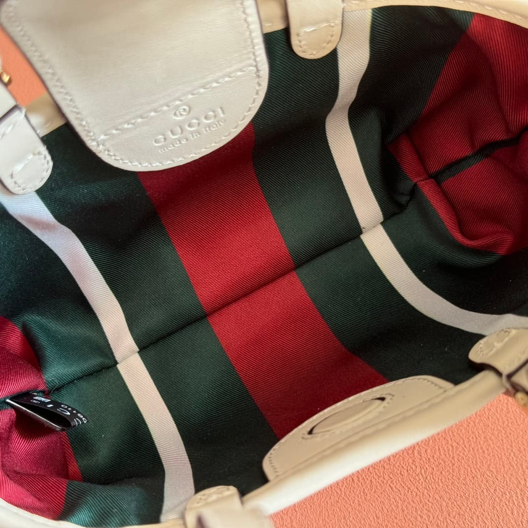 Gucci GG Emblem mini bag beige and white GG fabric 855491 High