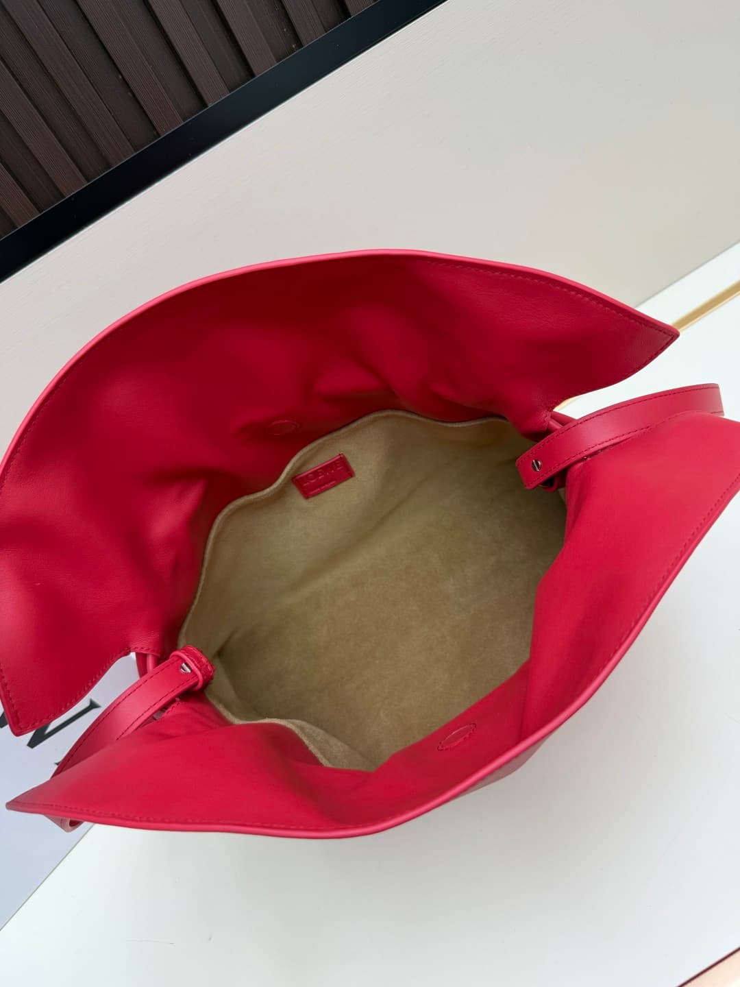 Loewe Medium Flamenco Ruched Clutch Bag in Red Leather High
