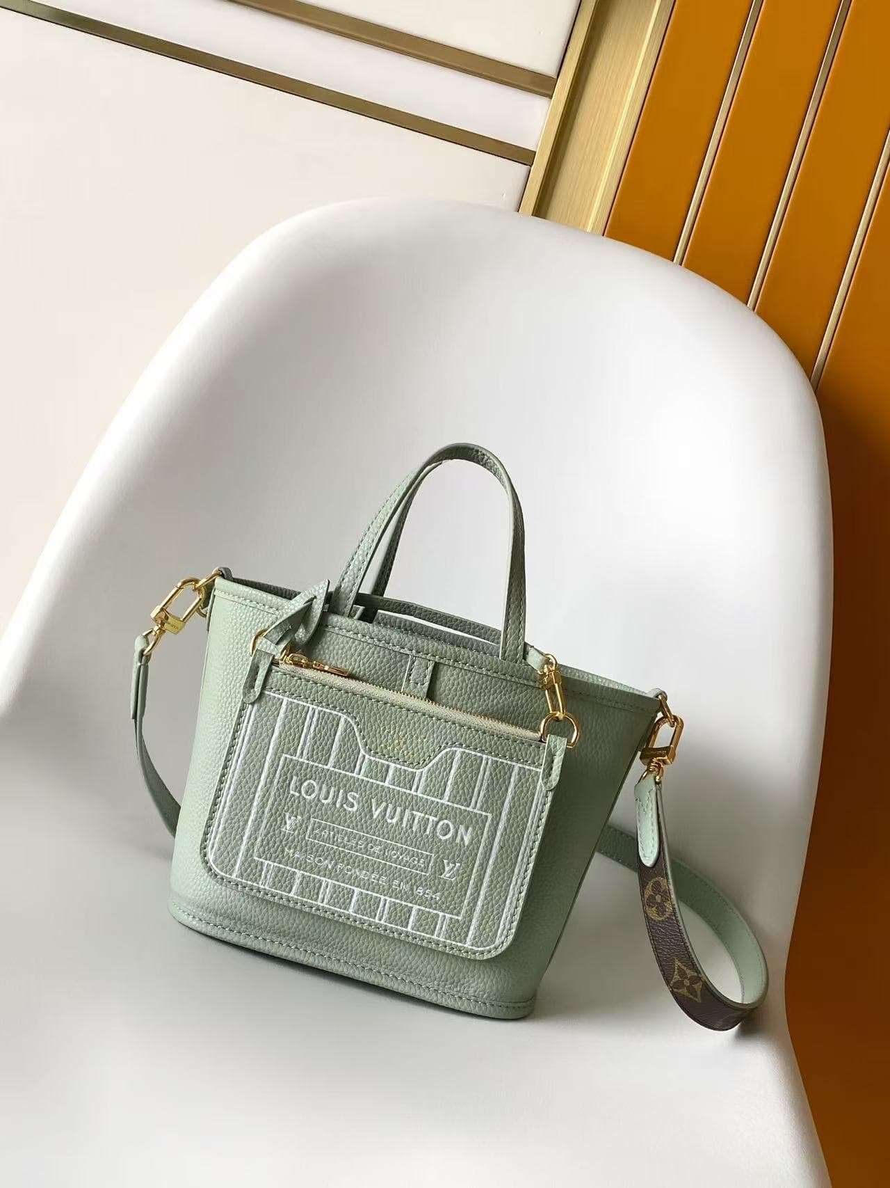 Louis Vuitton Neverfull Bandoulière Inside Out BB Monogram Celadon Cowhide leather M28236 High