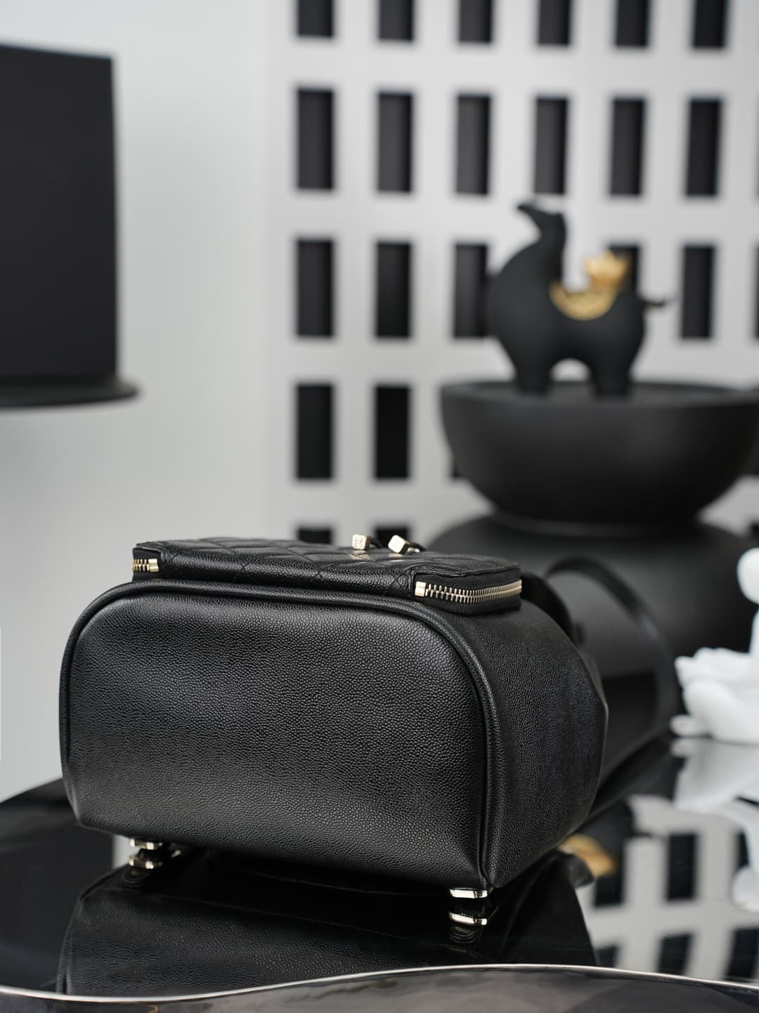 Chanel Small Business Affinity Duma Backpack Grained Calfskin&Gold-Tone Metal Black AS3531 A