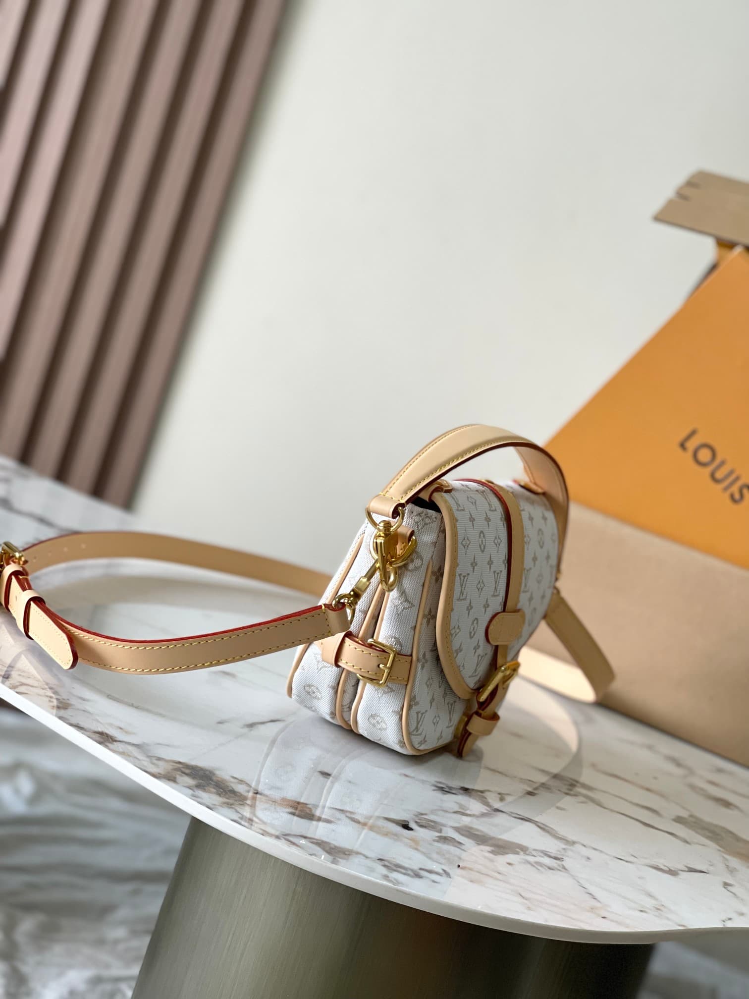 Louis Vuitton Saumur BB Mastic Cream Polyamide M12327 TOP