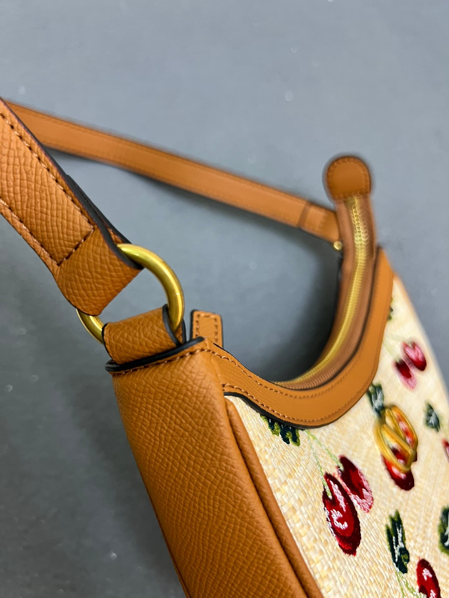 Valentino VLogo Signature Mini Hobo Bag In Jacquard Raffia With Cherryfic Pattern Mid