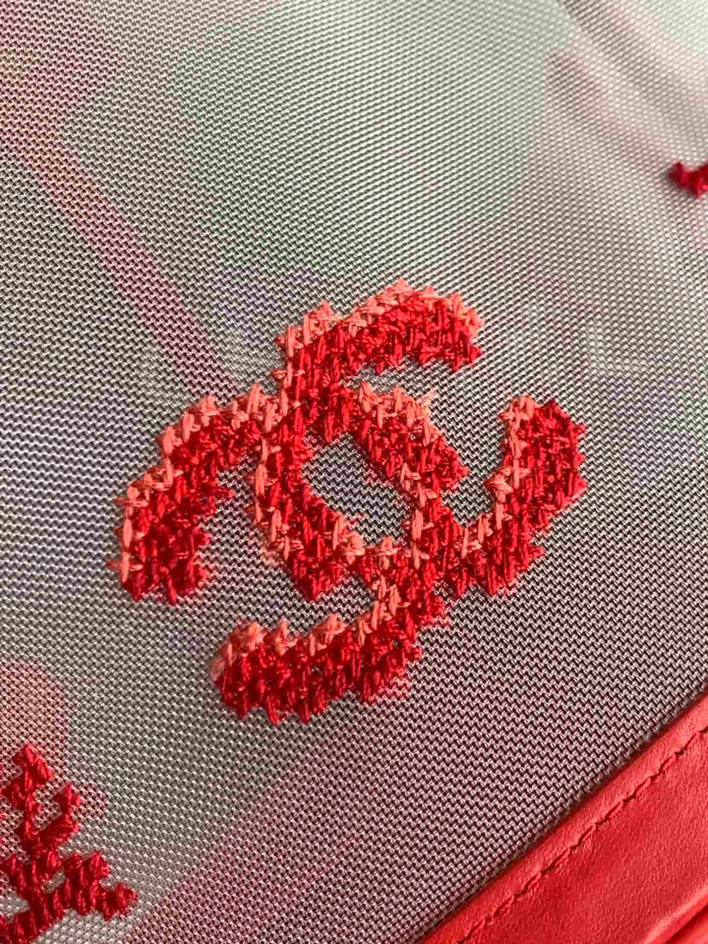 Chanel Coco Beach Large Bucket Bag Embroidered Mesh & Calfskin Transparent & Red AS6189 A