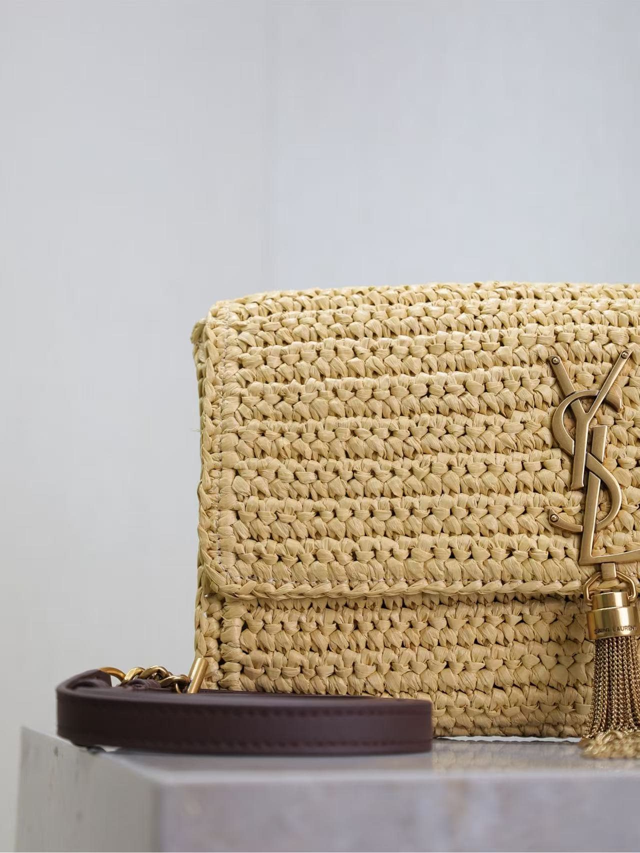 Saint Laurent Kate 99 Raffia Shoulder Bag