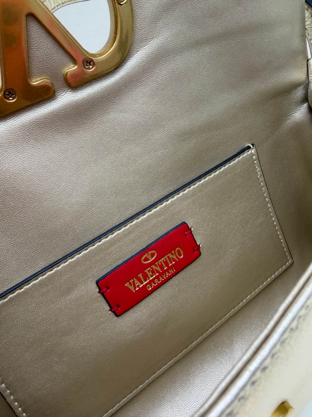 Valentino Garavani Devain Small Nappa Shoulder Bag Gold High