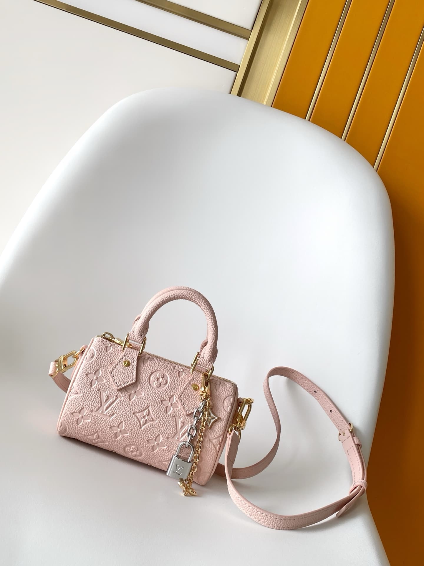 Louis Vuitton Nano Speedy Snowy Pearl Cowhide leather M27107 High