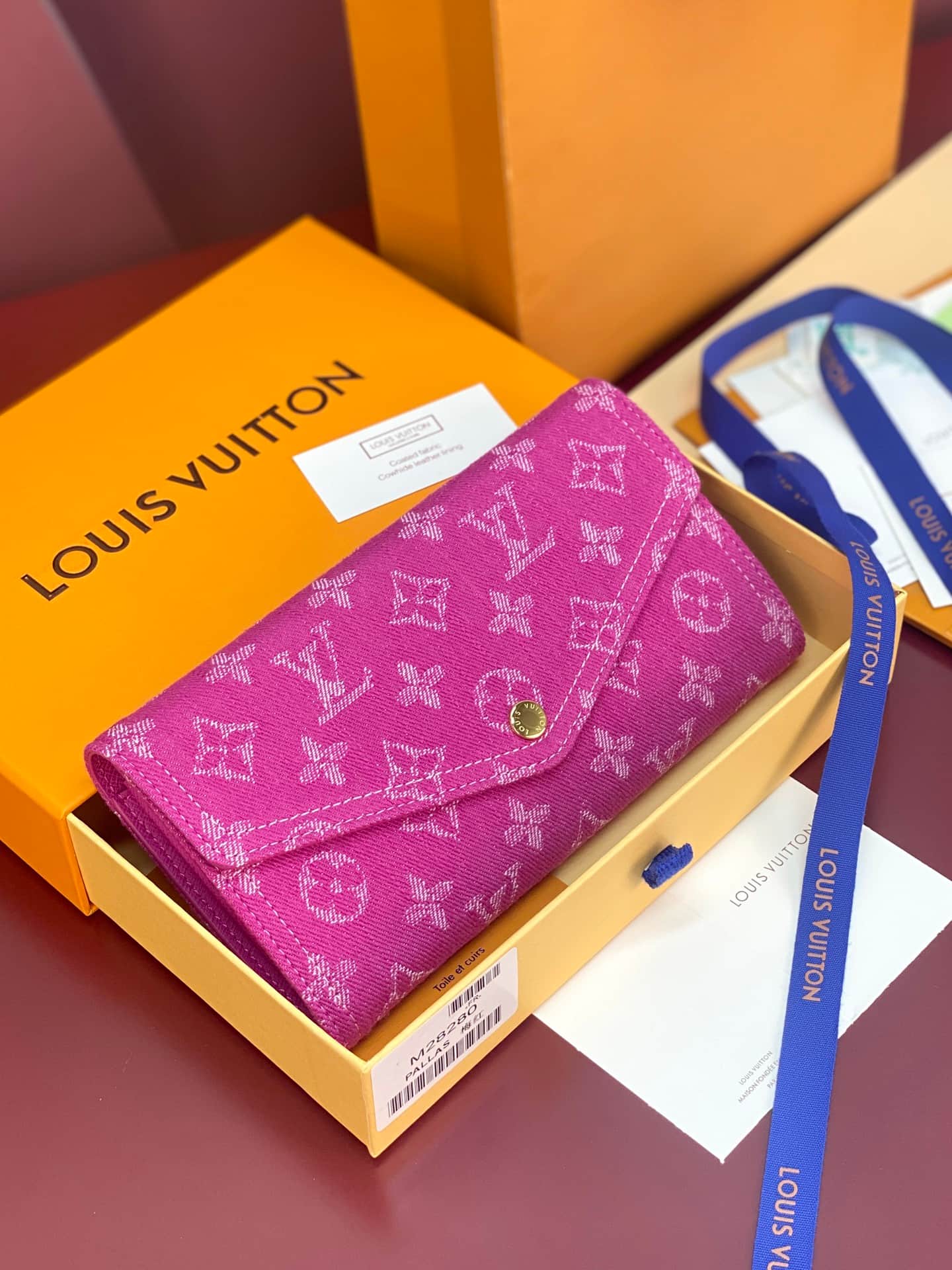 Louis Vuitton Sarah Wallet Fuchsia Denim M28280 High