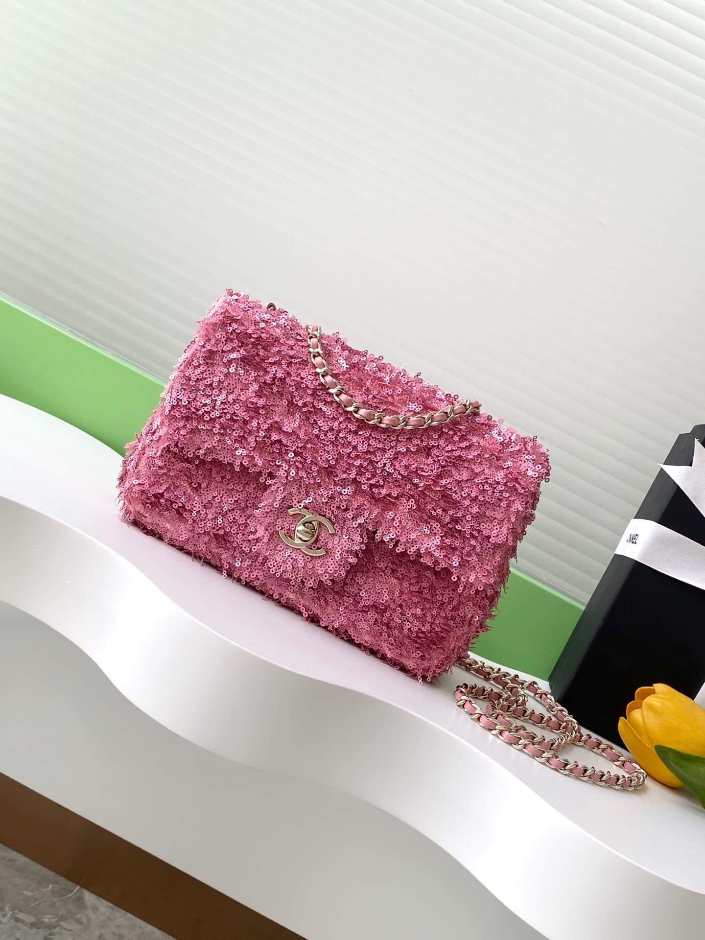 Chanel Flap Bag Sequins & Gold-Tone Metal AS4561  A