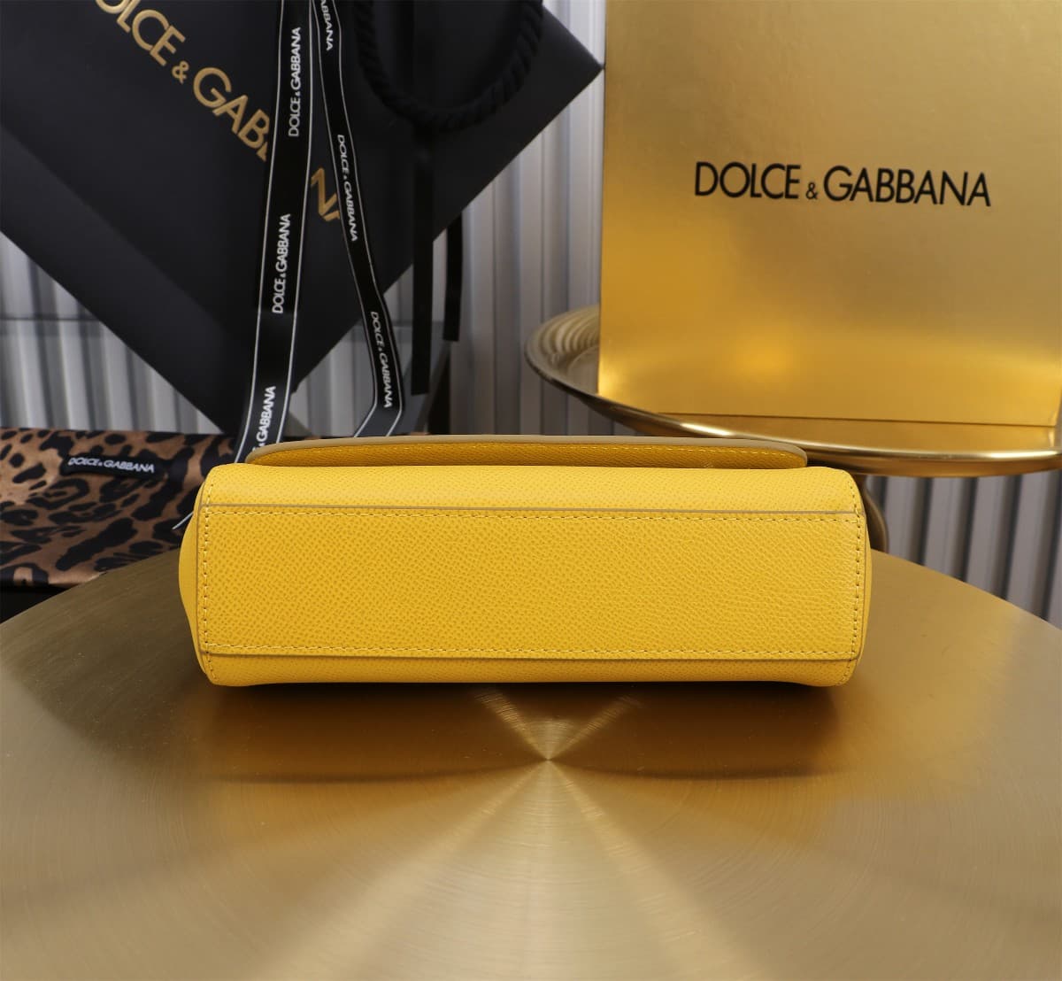 Dolce & Gabbana Miss Sicily top handle bag calfskin leather Yellow High