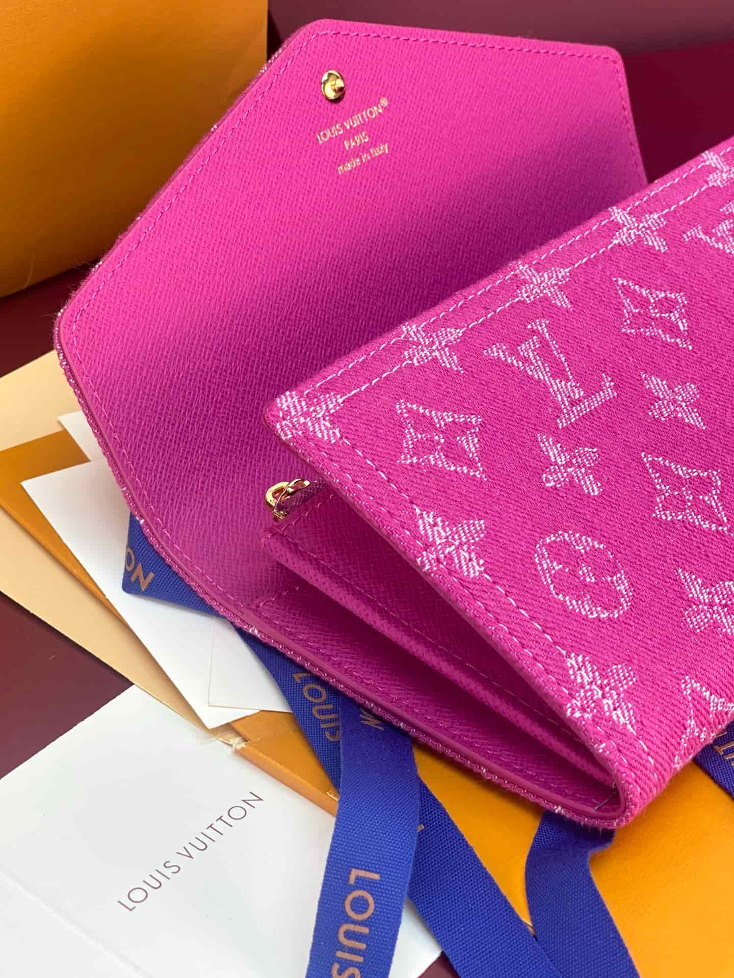 Louis Vuitton Sarah Wallet Fuchsia Denim M28280 High