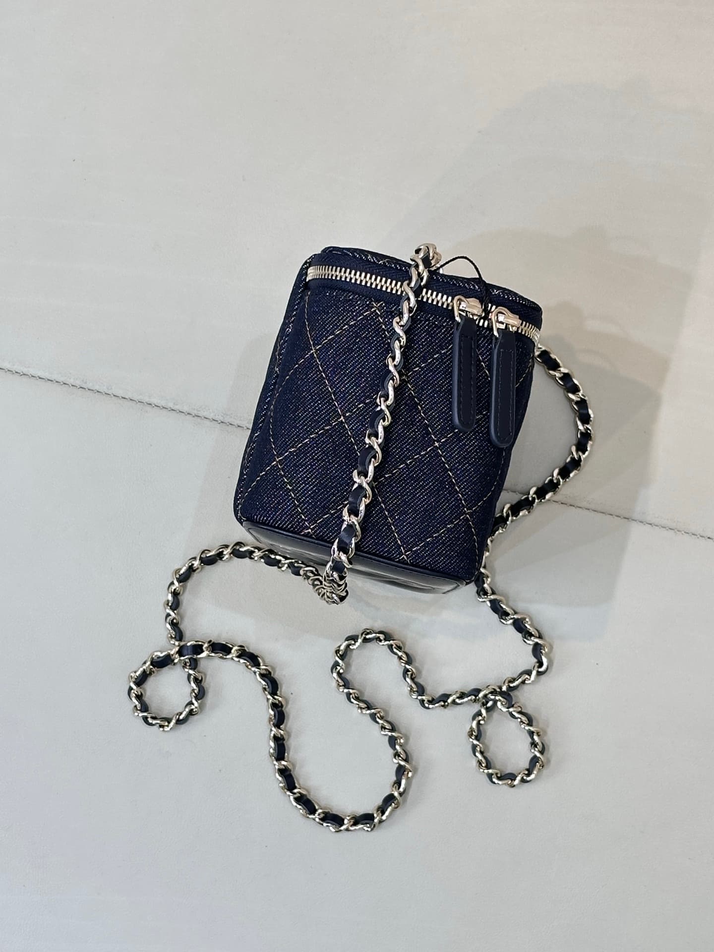 Chanel Classic Long Vanity with Chain  Denim & Gold-Tone Metal Dark Blue AP1341 TOP