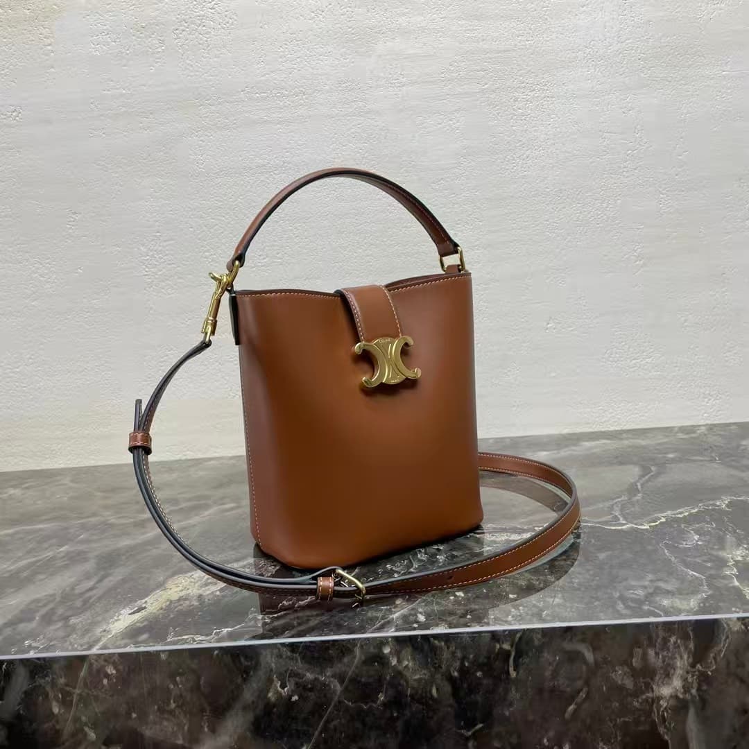 Celine SMALL BUCKET LOUISE IN SMOOTH CALFSKIN TAN High