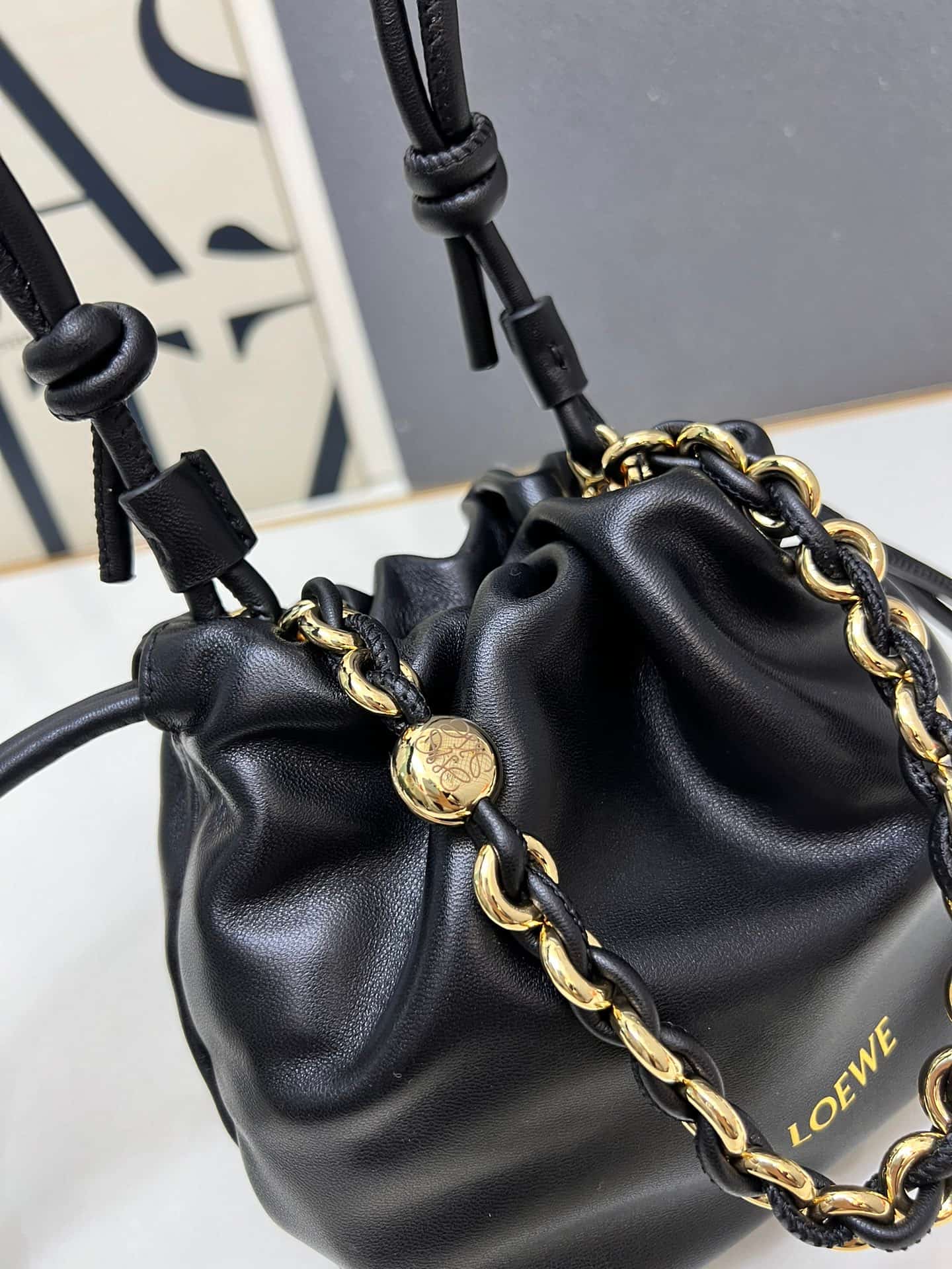 Loewe Mini Flamenco purse in black lambskin DG3307 High