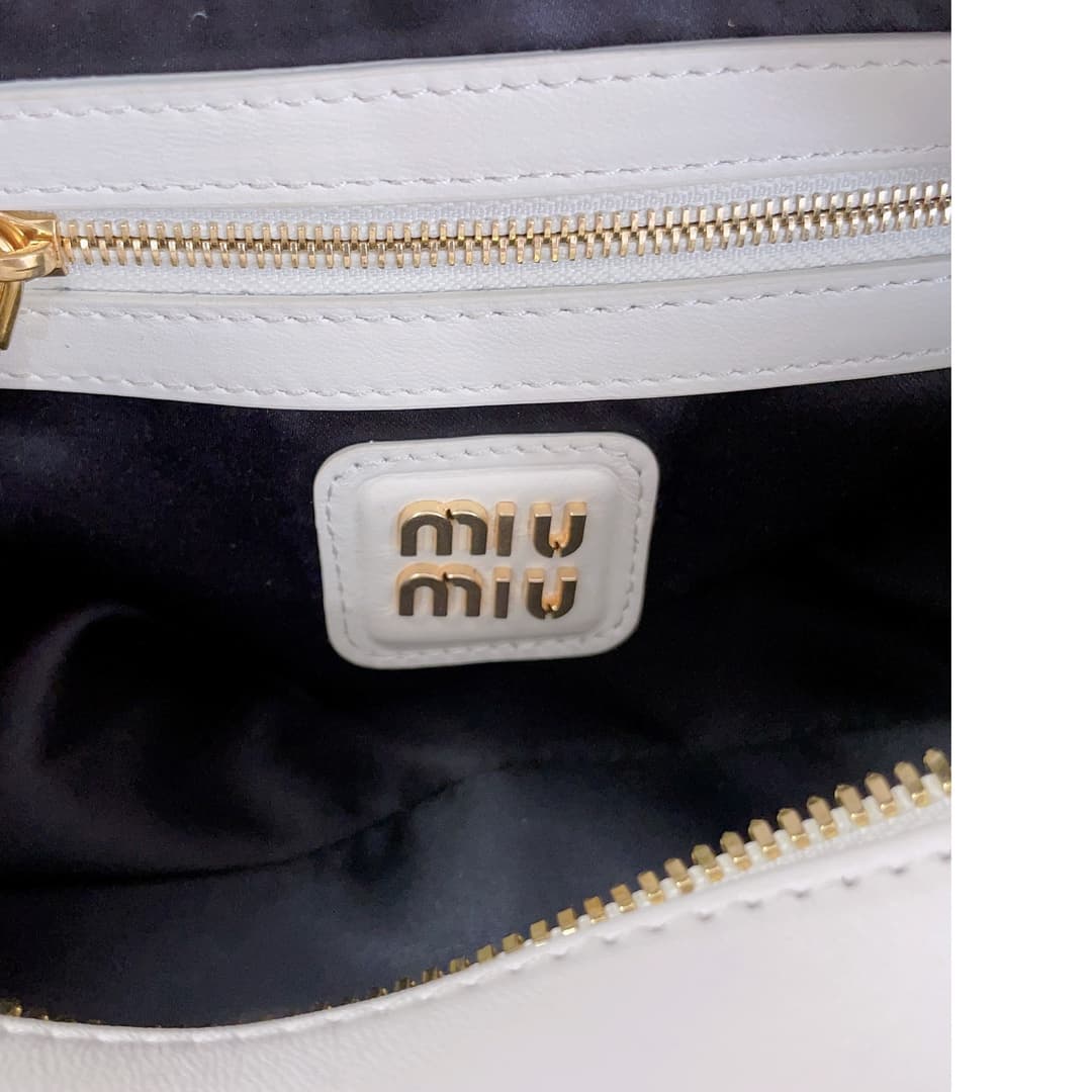 Miu Miu Arcadie matelassé nappa leather bag 5BB142 Cream High