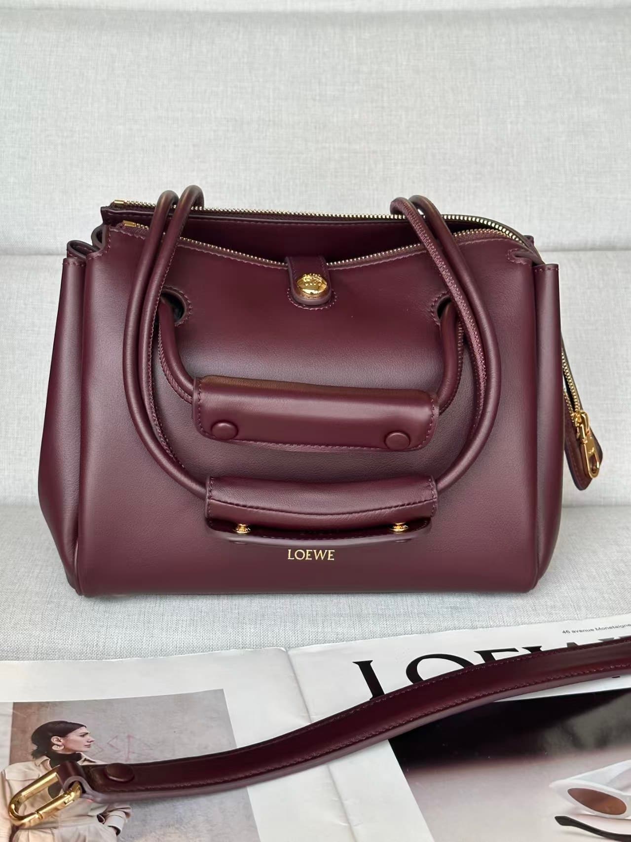 LOEWE Small Madrid bag in supple Calfskin Red High