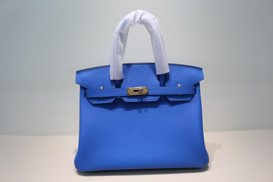 Hermes Birkin 25/30/35cm Bag Togo Leather In Blue Hydra WAX High