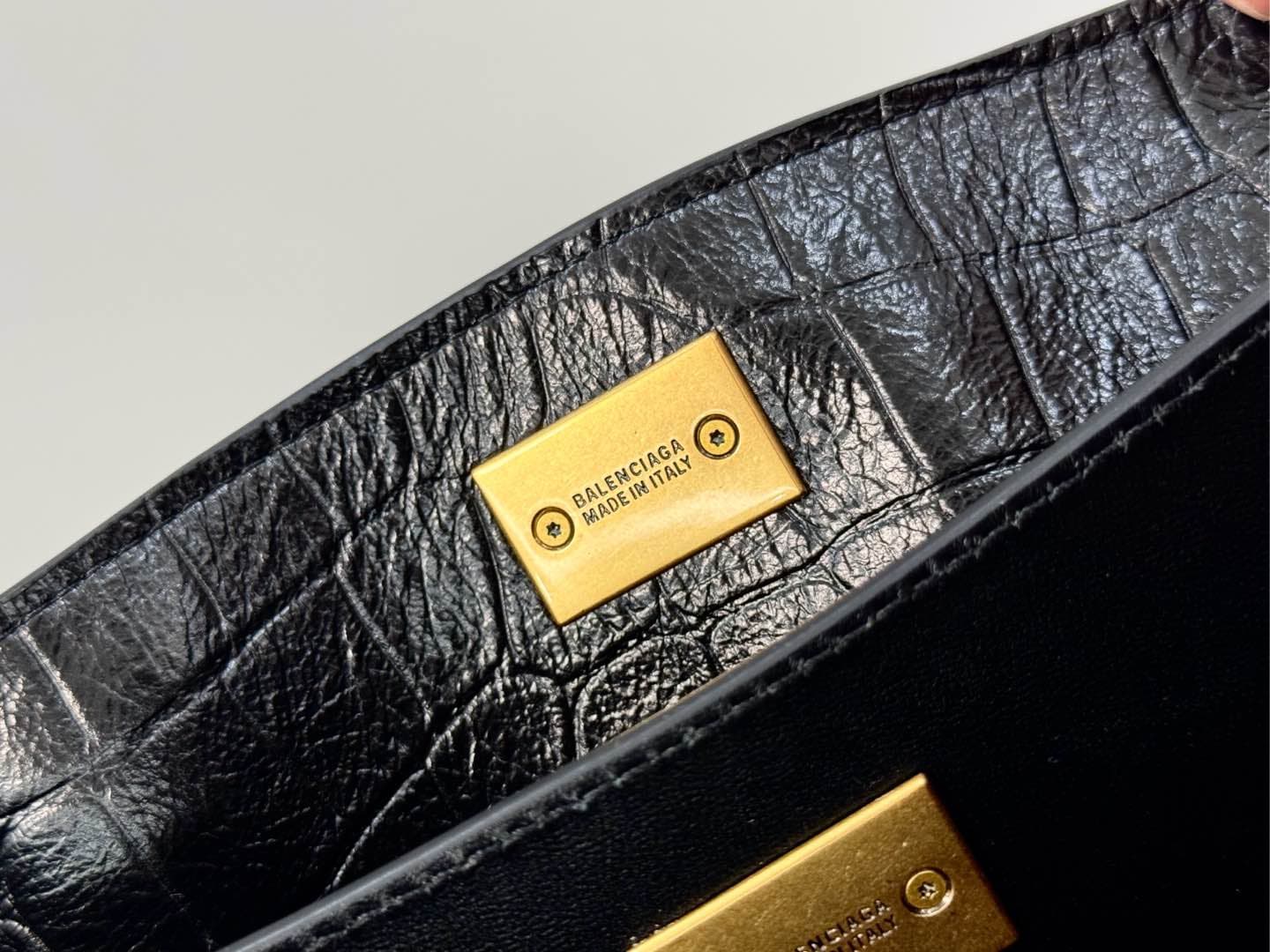 Balenciaga Rodeo Mini Bag in Black Crocodile Embossed Calfskin With Gold-Tone Metal TOP