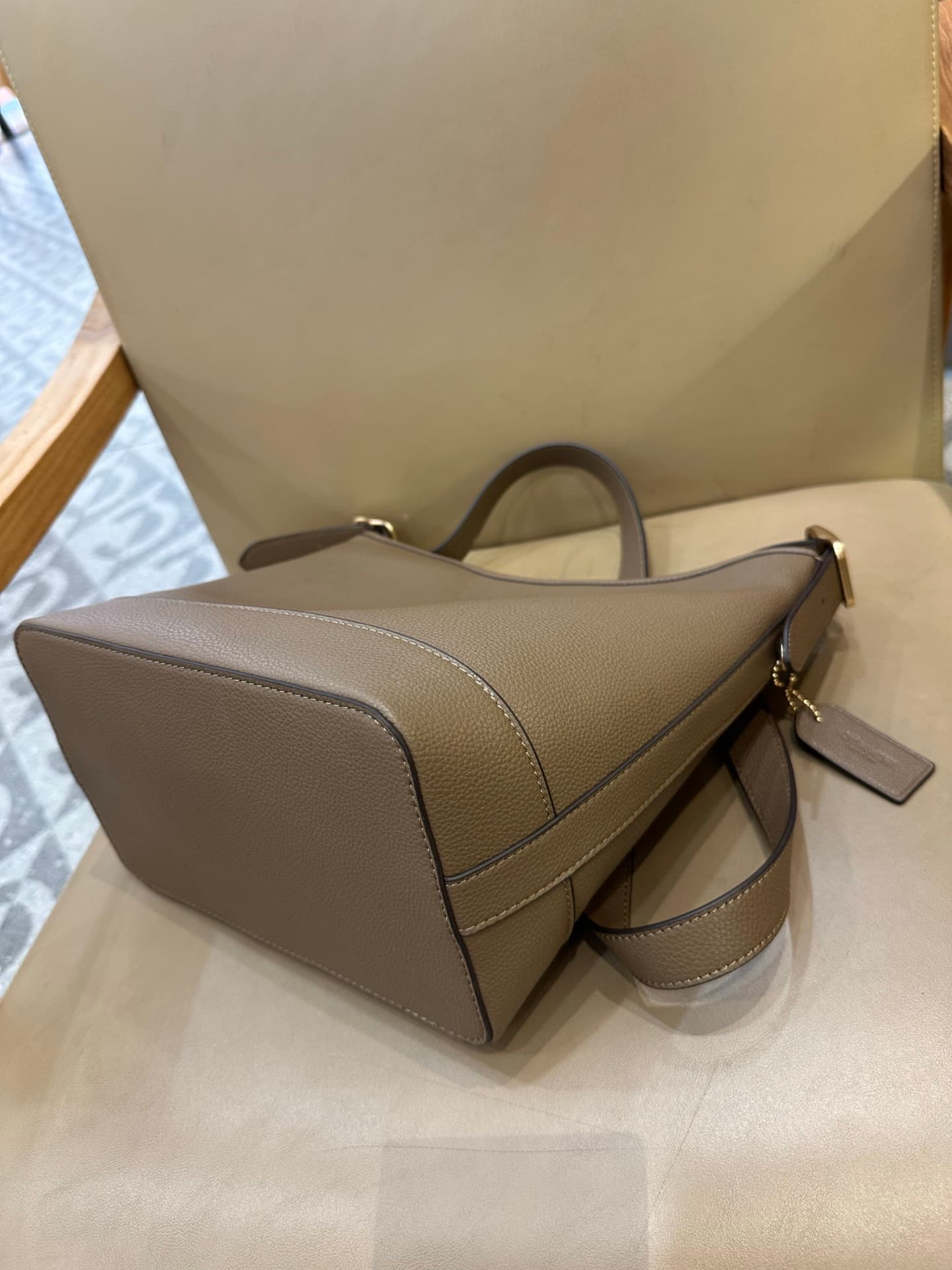 Coach Jude Duffle Bag in Grained Calfskin with Dark Stone Leather High