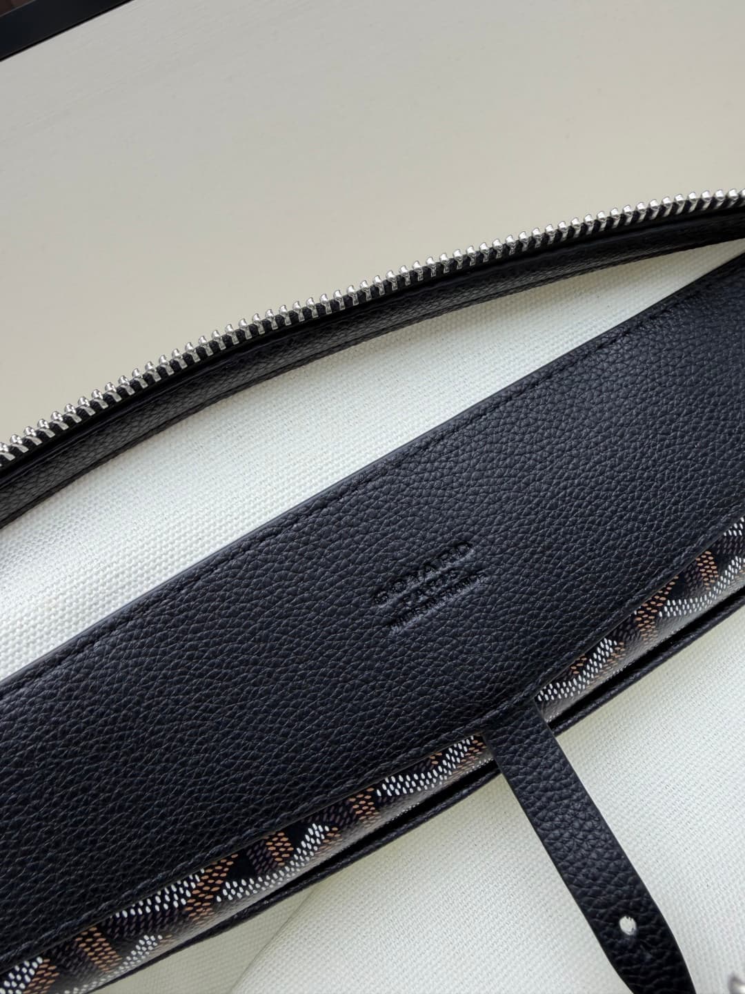 Goyard Cisalpin Document Case Black Chevron Print Coated Canvas Mid