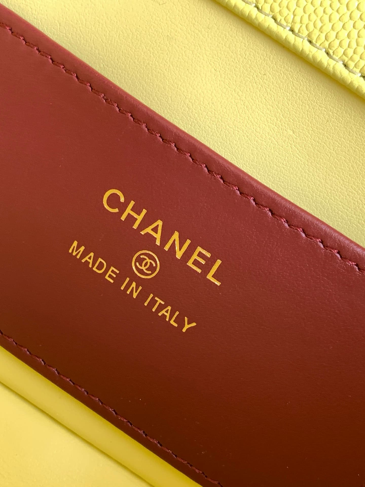 Chanel Clutch with Leather Strap Grained Shiny Calfskin & Gold-Tone Metal Yellow AP5068 A