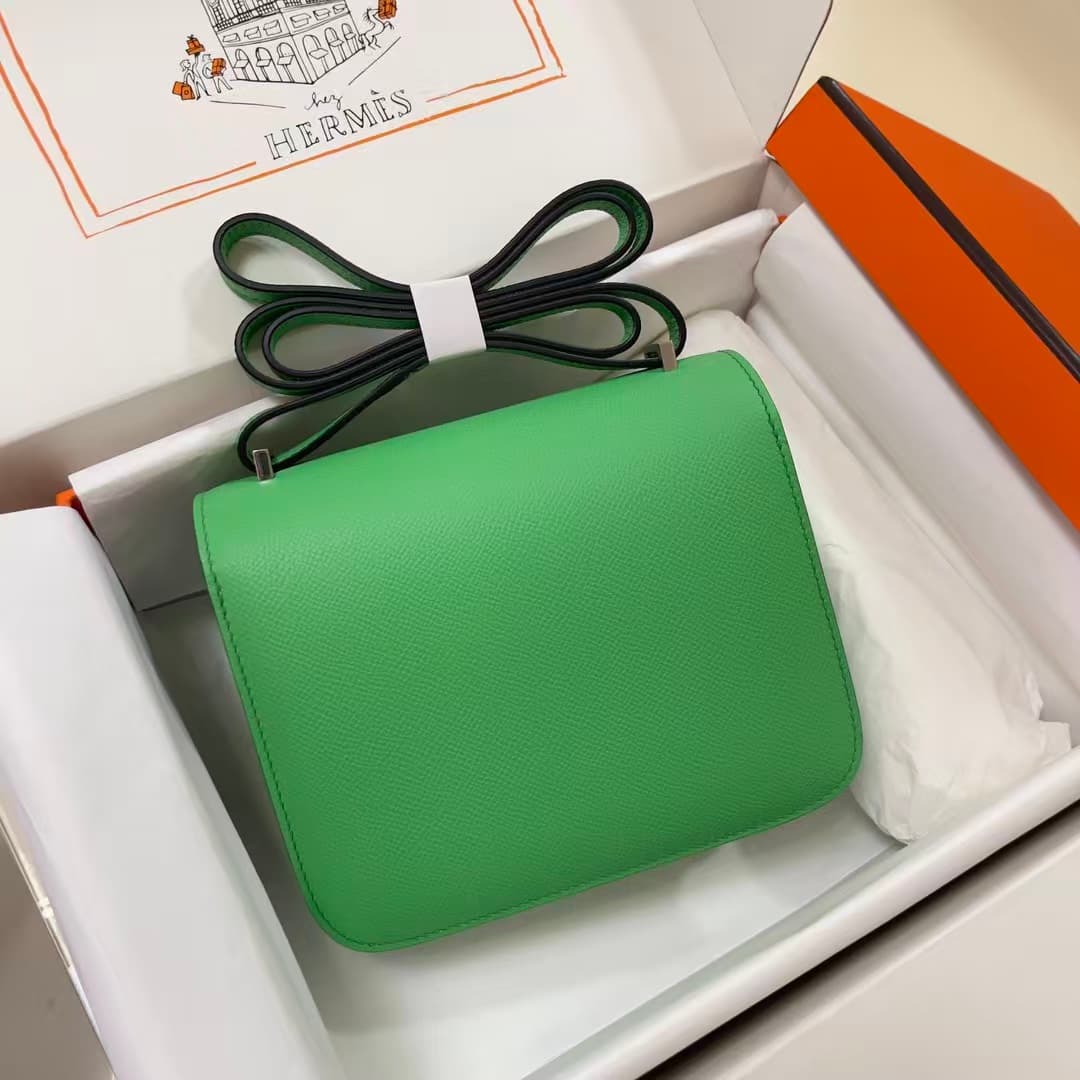 Hermes Mini Constance 18cm Epsom Bag Vert Comics WAX Vert Comics High Customizing Style