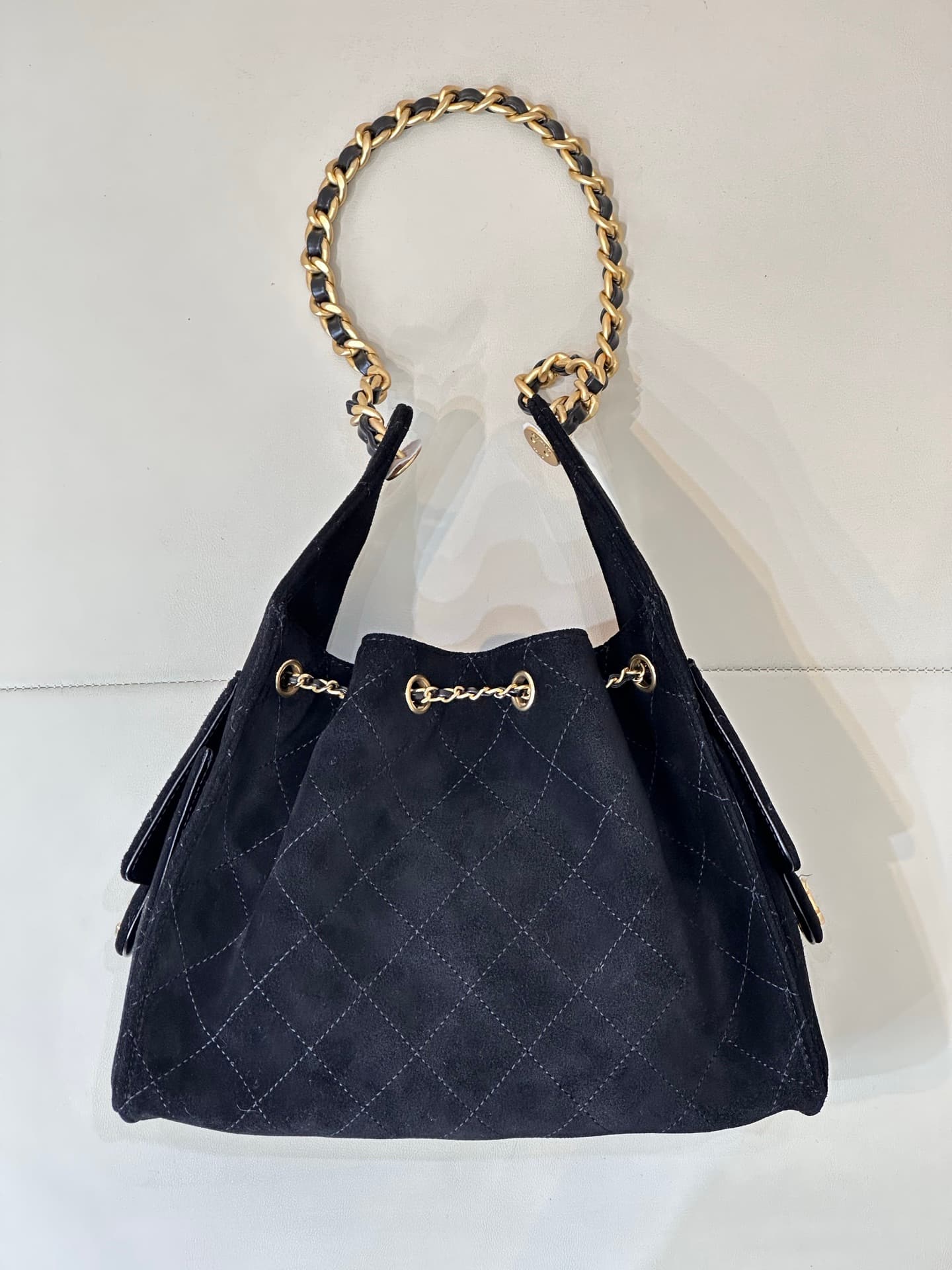 Chanel 25 Small Hobo handbag AS5293 Suede &Gold-tone Metal Black TOP