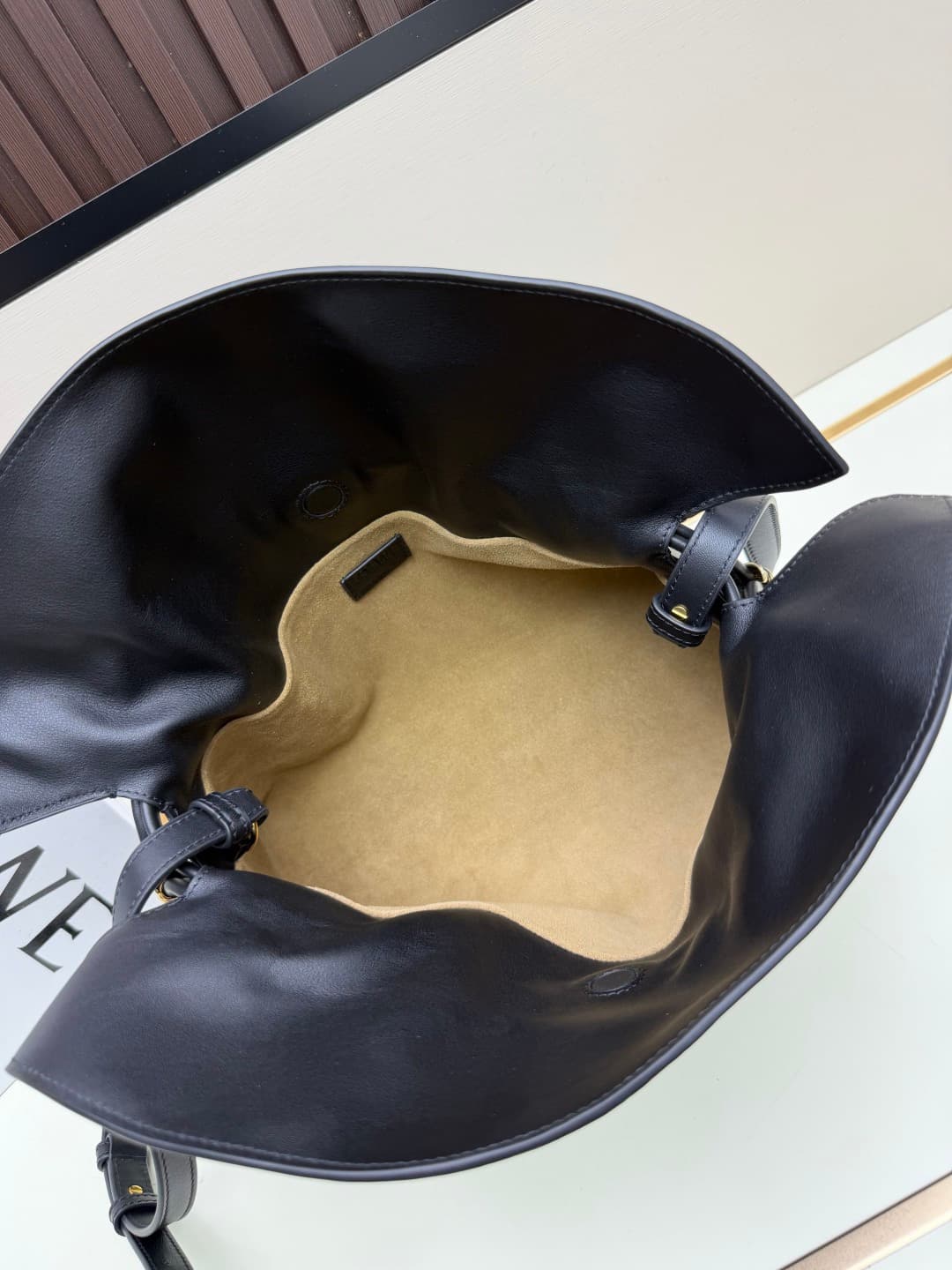 Loewe Medium Flamenco Ruched Clutch Bag in Black Leather High