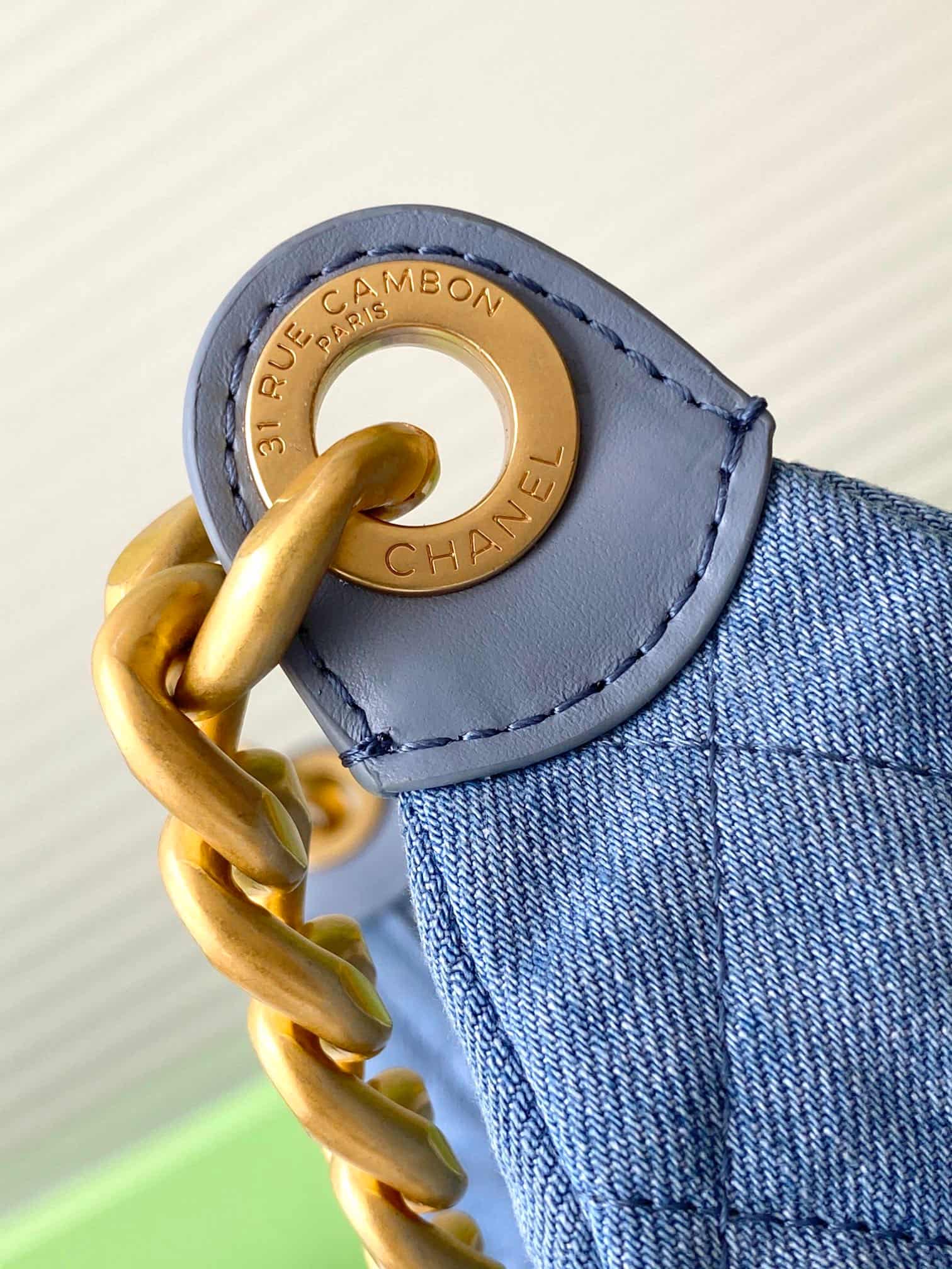 Chanel Trendy Pockets Hobo Bag Denim & Gold Metal Blue AS5339 A