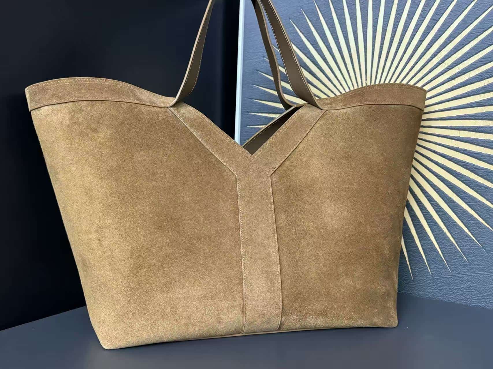 Saint Laurent Y tote in suede in Brown High