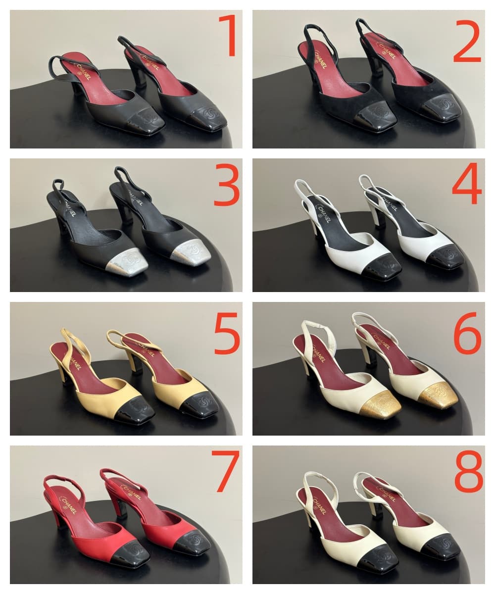 Chanel Two-tone Leather Slingback Heels