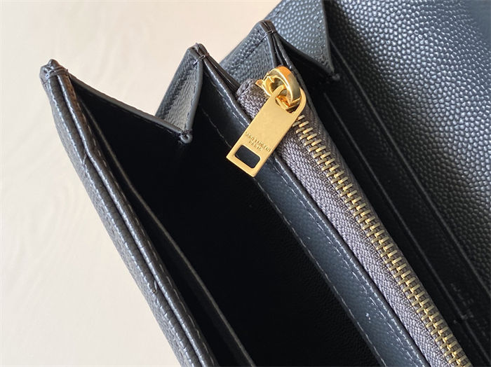 CASSANDRE MATELASSÉ LARGE FLAP WALLET IN GRAIN DE POUDRE LEATHER Beige High