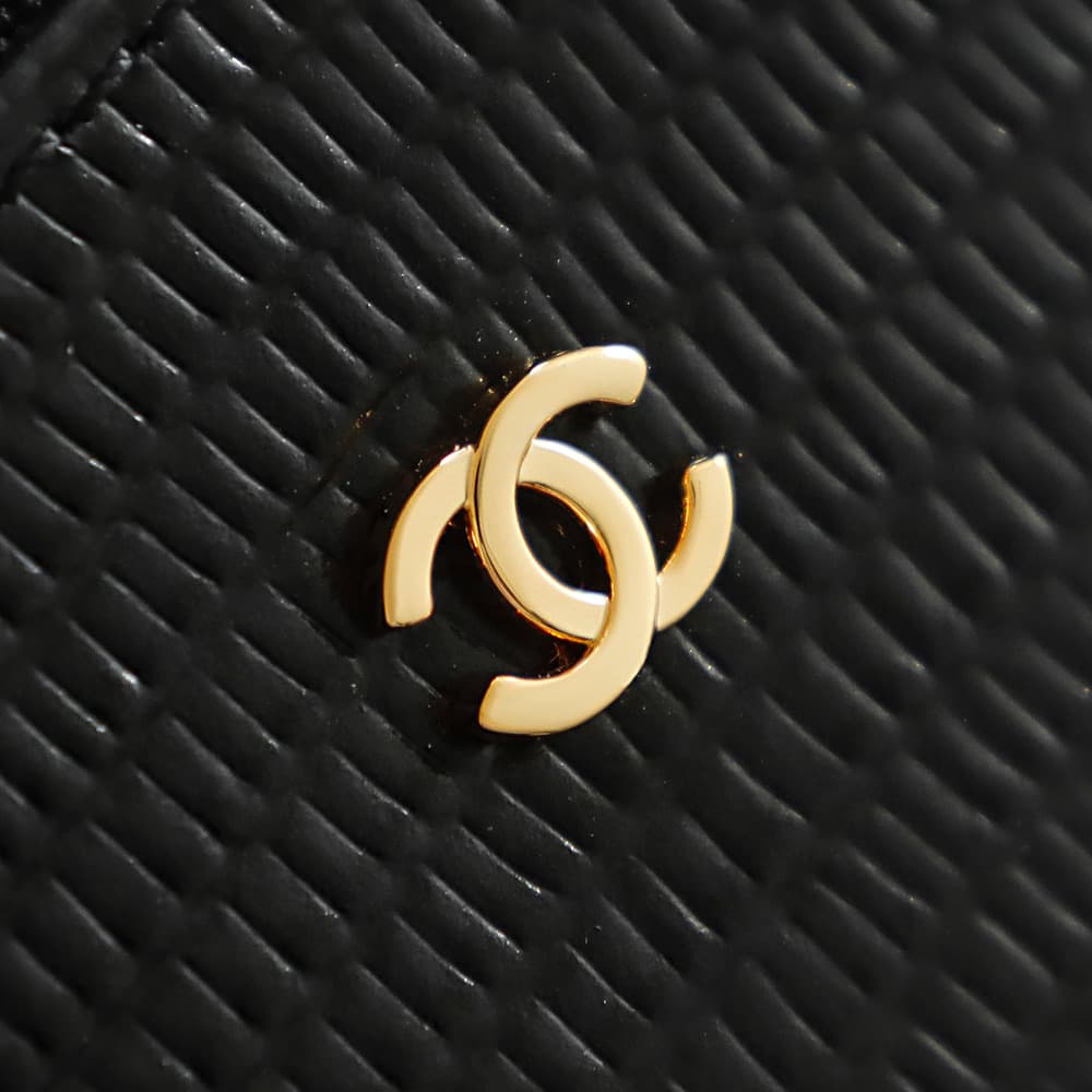 Chanel Small Vanity with chain Lizard Embossed Calfskin & Gold-Tone Metal Black AS5195 A