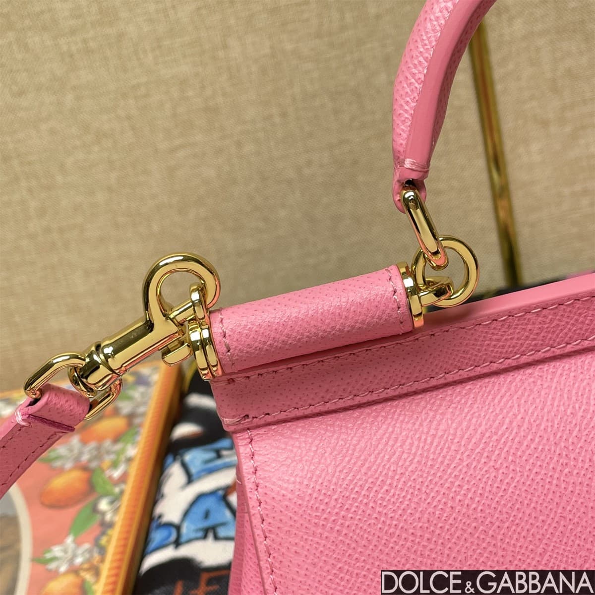Dolce & Gabbana Miss Sicily top handle bag calfskin leather Pink High