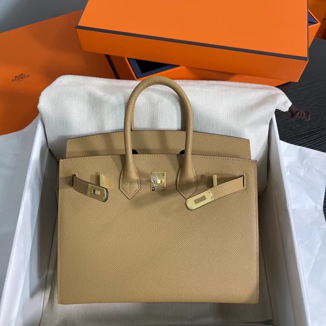 Hermes Birkin Sellier Bag 25/30cm Epsom Leather WAX Biscuit High