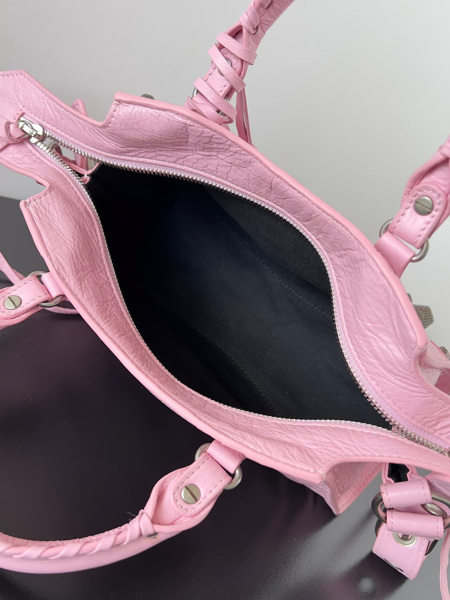 Balenciaga Small Neo Cagole City bag in Pink lambskin leather High