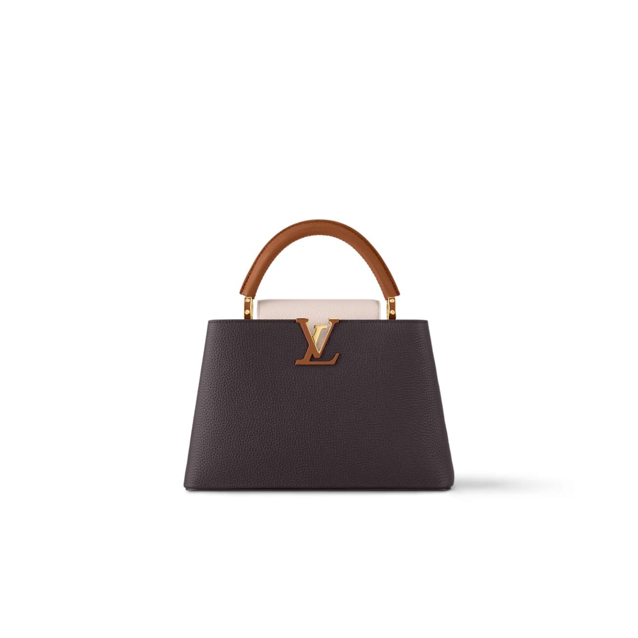Louis Vuitton Capucines MM Taurillon leather M12952 Chocolate Brown/Quartz Pink/Beige/Tan Brown TOP