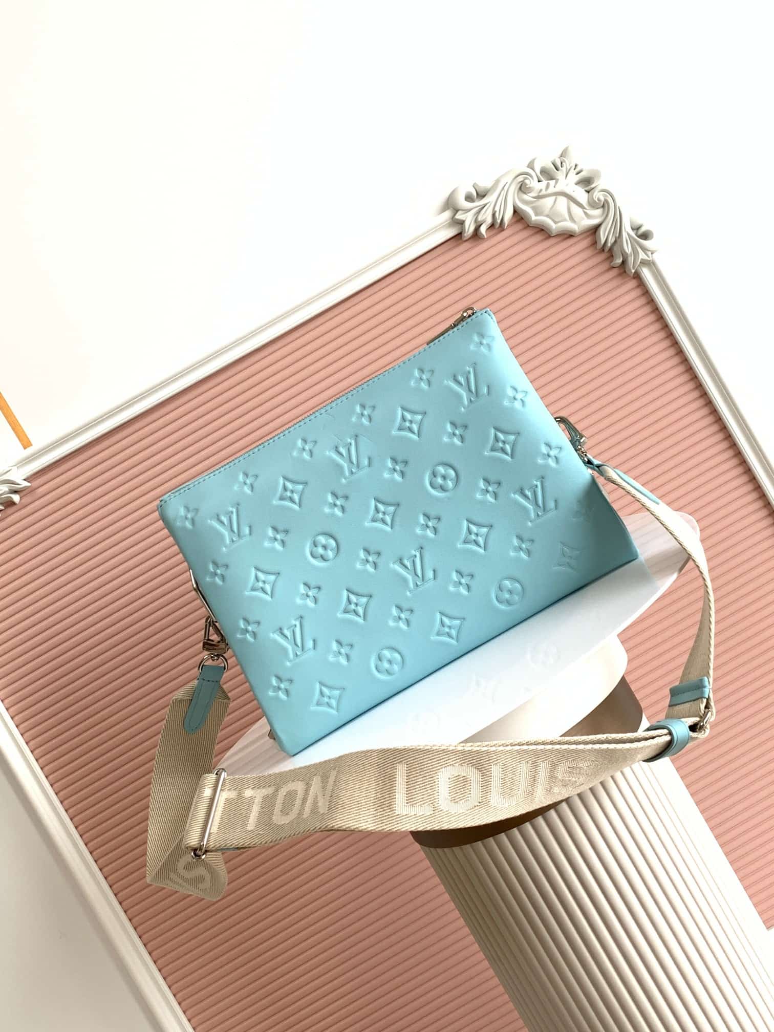 Louis Vuitton Coussin PM Hazy Blue Monogram-embossed puffy lambskin M21197 High