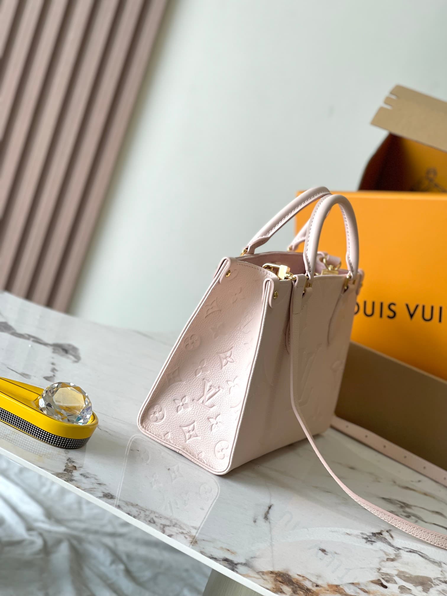 Louis Vuitton OnTheGo PM Monogram Empreinte Leather Pink Opale M47135 Top