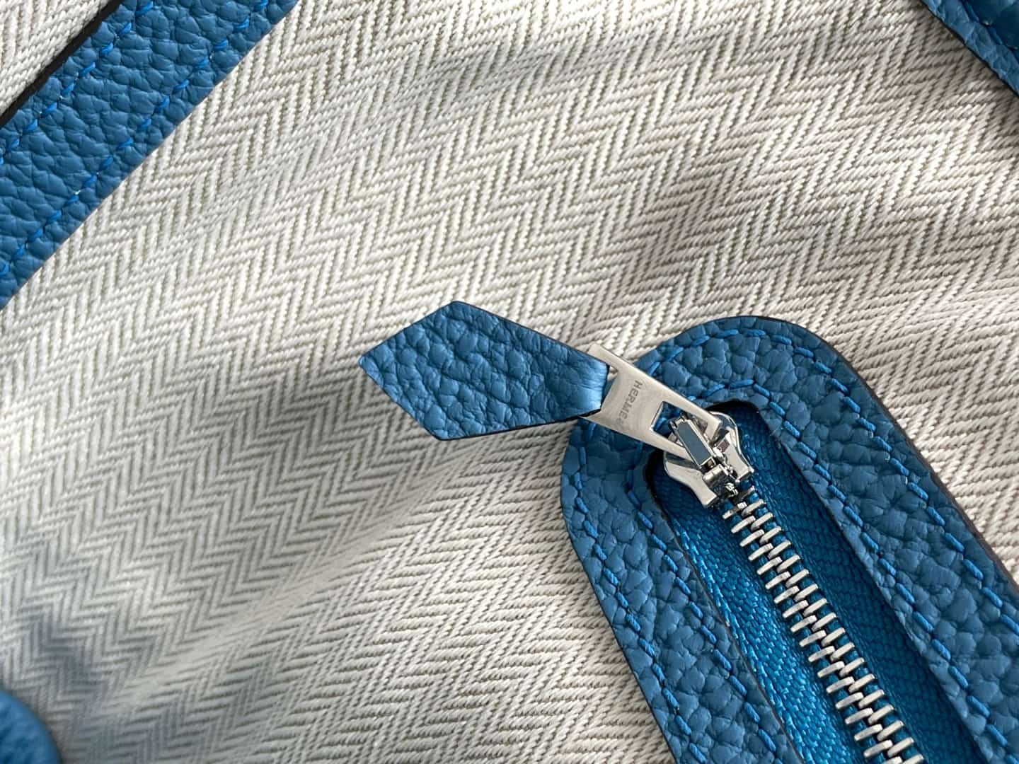 Hermes Garden Party 23 bag in Blue Zanzibar Togo Leather WAX High